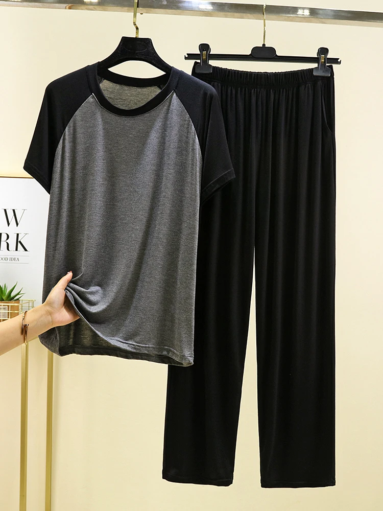 Loose Fit round Neck Short Sleeve Modal Home Clothes for Men Summer Air Conditioned Sleepwear T-Shirt And Long Pants Set
Loose Fit round Neck Short Sleeve Modal Home Clothes for Men Summer Air Conditioned Sleepwear T-Shirt And Long Pants Set