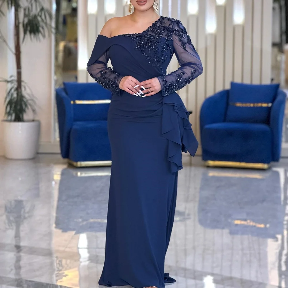 Customized High Quality Glitter Off-the-shoulder Evening Dress Pleat Trumpet Long Sleeves Wedding Party Dress for Banquet
Customized High Quality Glitter Off-the-shoulder Evening Dress Pleat Trumpet Long Sleeves Wedding Party Dress for Banquet