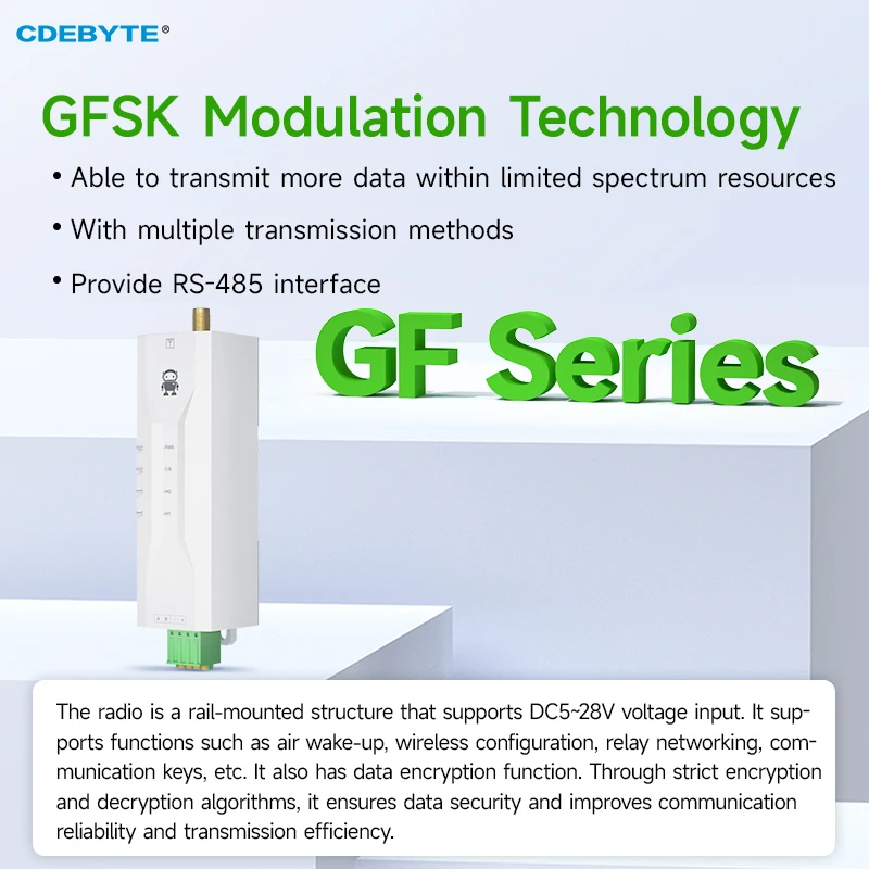 433MHz RS485 GFSK Wireless Digital Transmitter CDEBYTE EWD95M-433GF20(485) LoRa Ultra Small Size Anti-Interference Din-Rail
433MHz RS485 GFSK Wireless Digital Transmitter CDEBYTE EWD95M-433GF20(485) LoRa Ultra Small Size Anti-Interference Din-Rail