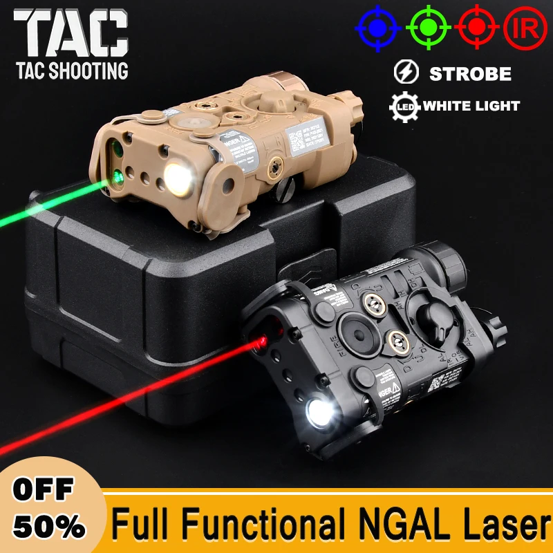 Tactical Full Functional NGAL Red Green Blue IR Laser Hunting Flashlight LED Strobe Airsoft Scout Weapon Light 20mm Rail Laser
Tactical Full Functional NGAL Red Green Blue IR Laser Hunting Flashlight LED Strobe Airsoft Scout Weapon Light 20mm Rail Laser