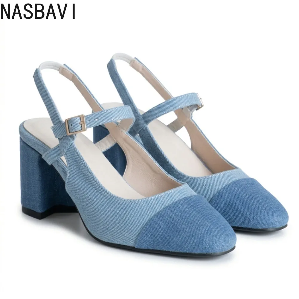Women Denim Sandals French Style Modern Ladies Elegant 7cm Square Heel Single Single Shoes Summer Sandals Pumps Large Size 35-48
Women Denim Sandals French Style Modern Ladies Elegant 7cm Square Heel Single Single Shoes Summer Sandals Pumps Large Size 35-48