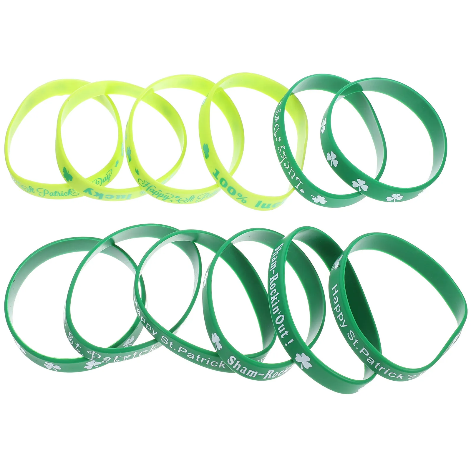 12Pcs Silicone St Patricks Day Shamrock Bracelets Comfortable Elastic Party Wristbands Festival Accessories Decorative Bracelets
12Pcs Silicone St Patricks Day Shamrock Bracelets Comfortable Elastic Party Wristbands Festival Accessories Decorative Bracelets