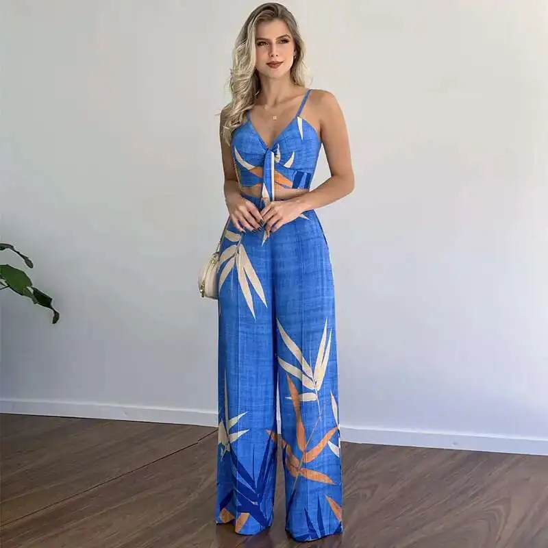 Women's Clothing 2025 New Imitation Linen Casual Suit V-neck Short Vest High Waist Printed Wide Leg Pants Two-piece Set
Women's Clothing 2025 New Imitation Linen Casual Suit V-neck Short Vest High Waist Printed Wide Leg Pants Two-piece Set
