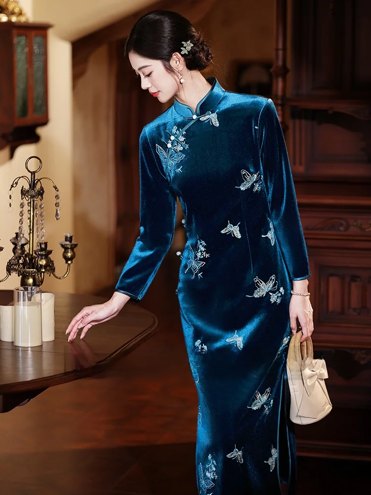 Ele Velvet Young Sle Long Sve Retro Dr Improved Version Women's High End Feelings Chinese Traditional L...
Ele Velvet Young Sle Long Sve Retro Dr Improved Version Women's High End Feelings Chinese Traditional L...