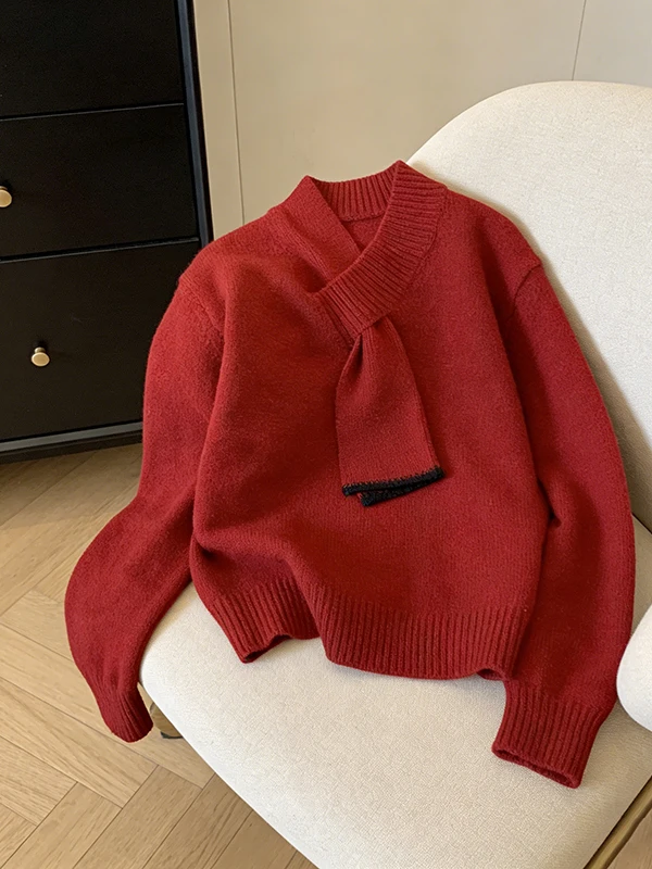 Red Knitted Sweater Women's Fashionable Versatile Necktie Atmosphere Spring 2026 New Style Korean Loose Fit Long Sleeve Crew ...
Red Knitted Sweater Women's Fashionable Versatile Necktie Atmosphere Spring 2026 New Style Korean Loose Fit Long Sleeve Crew ...