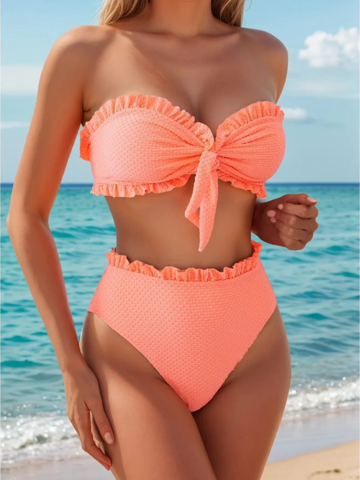 2025 Solid Color 2 Piece Swimsuit Sexy Ruffle Strapless Backless Bikini Set Beach Vacation High Waist Swimwear Bathing Suit New
2025 Solid Color 2 Piece Swimsuit Sexy Ruffle Strapless Backless Bikini Set Beach Vacation High Waist Swimwear Bathing Suit New