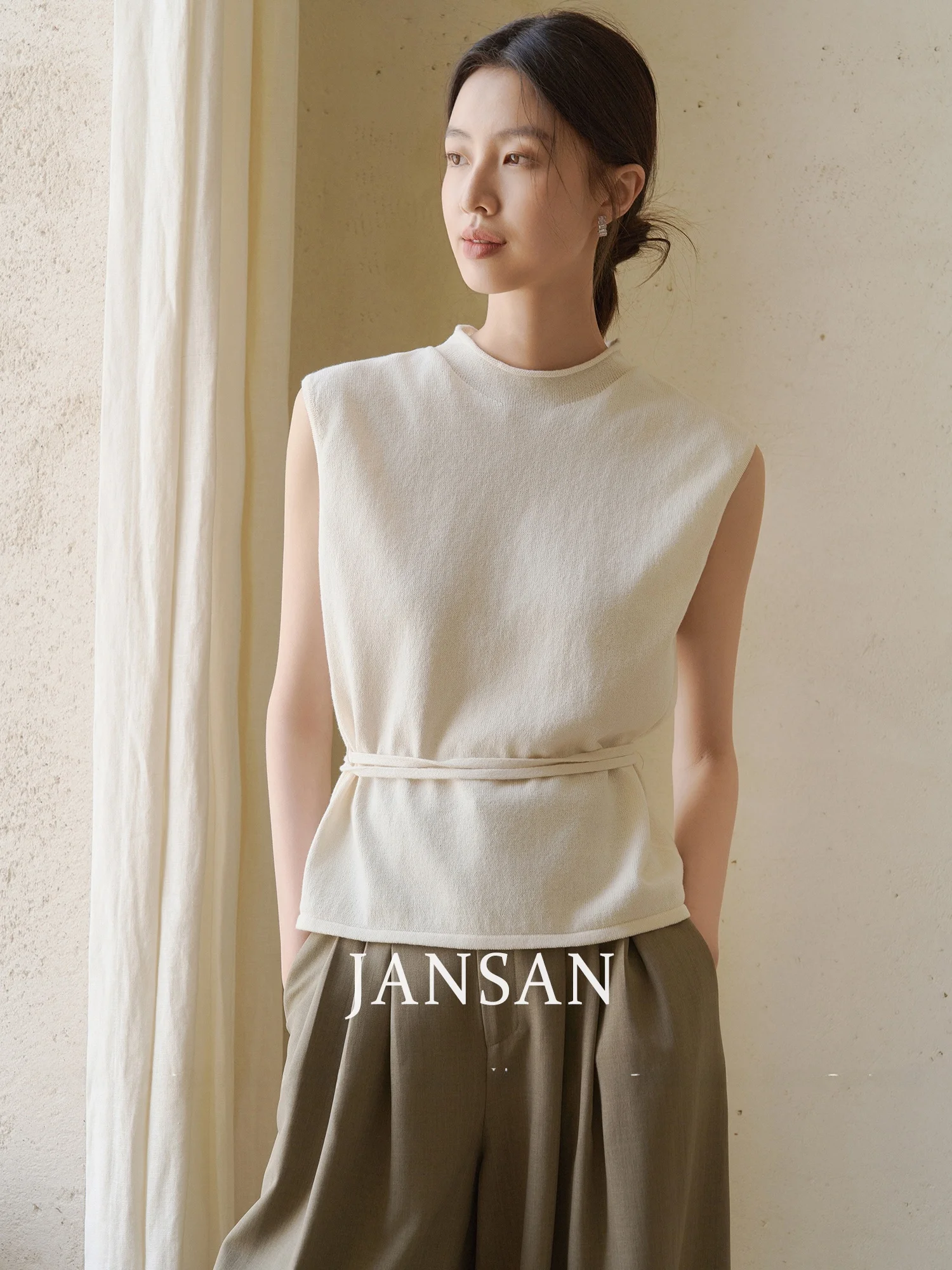 JANSAN Dry Cotton Knitted Vest Top Women's Ele Svel round Ne Waist-Cinching Rope Summer Faion Outerwear
JANSAN Dry Cotton Knitted Vest Top Women's Ele Svel round Ne Waist-Cinching Rope Summer Faion Outerwear