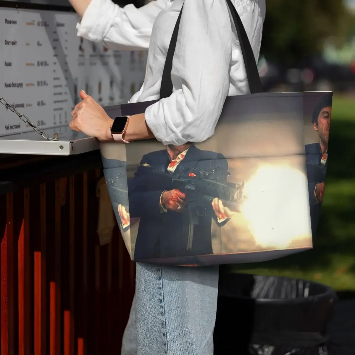 Scarface Tony Montana Shooting Beach Tote Bag Sport Gym Yoga Duffle Large Tote Bag Women Travel Bag Fitness bag
Scarface Tony Montana Shooting Beach Tote Bag Sport Gym Yoga Duffle Large Tote Bag Women Travel Bag Fitness bag
