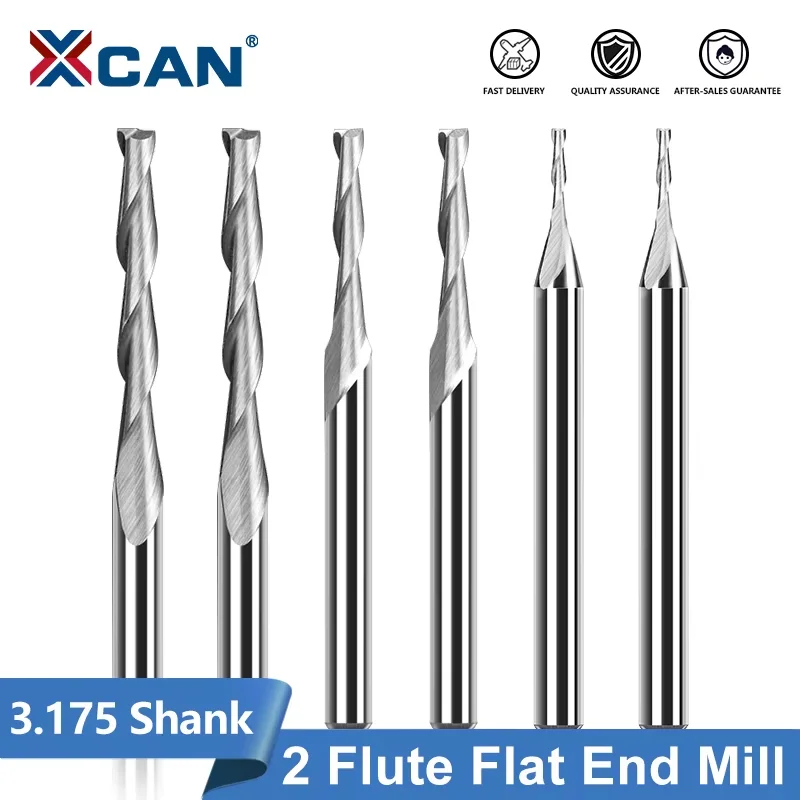 XCAN 2 Flute End Mill 3.175mm Shank Up Cut Carbide Spiral Milling Cutter Flat End Mill CNC Router Bit for Wood PVC MDF
XCAN 2 Flute End Mill 3.175mm Shank Up Cut Carbide Spiral Milling Cutter Flat End Mill CNC Router Bit for Wood PVC MDF