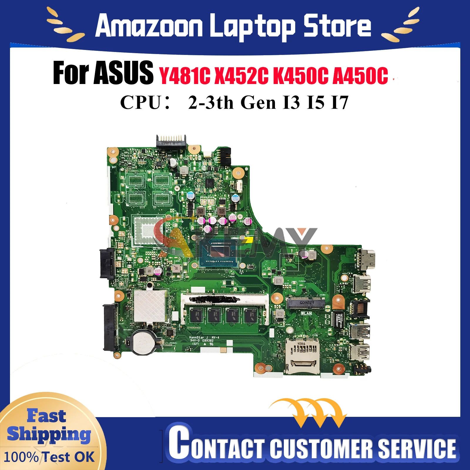 X450CA Laptop Motherboard For ASUS VivoBook X450CL K450C X452C Y481C A450C X450C X450CC X450CP Mainboard With I3 I5 I7 CPU stk
X450CA Laptop Motherboard For ASUS VivoBook X450CL K450C X452C Y481C A450C X450C X450CC X450CP Mainboard With I3 I5 I7 CPU stk