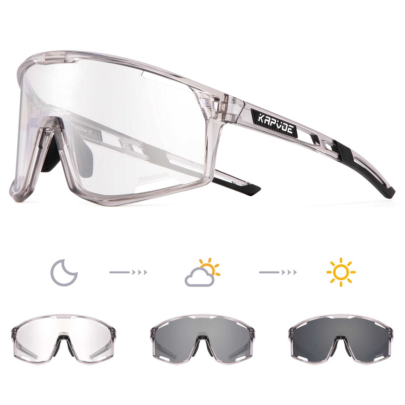 Kapvoe Photochromic Cycling Sunglasses UV400 Protection Outdoor Sports Glasses Men Women Sports Riding Fishing Driving Eyewear
Kapvoe Photochromic Cycling Sunglasses UV400 Protection Outdoor Sports Glasses Men Women Sports Riding Fishing Driving Eyewear