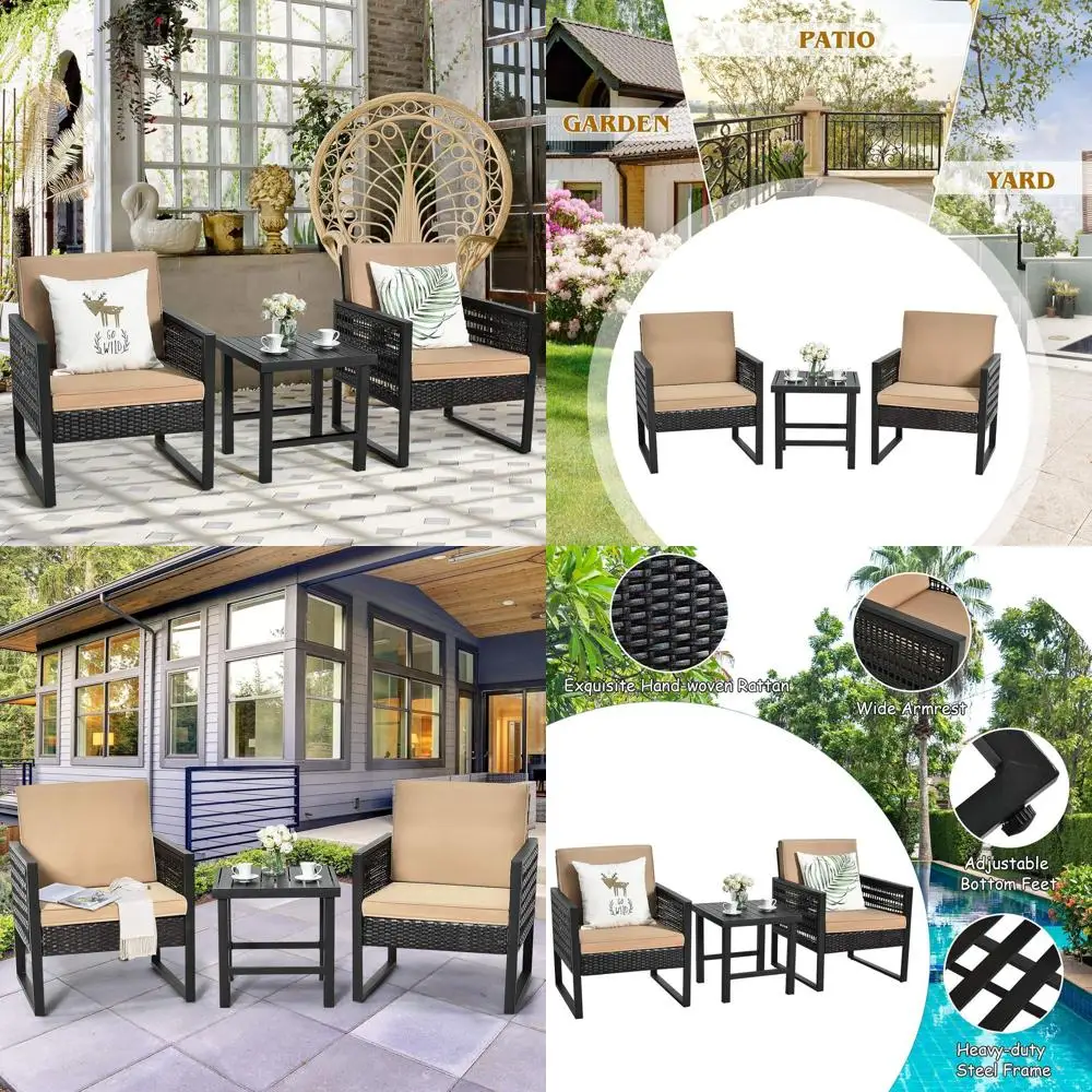 Комплект из 3 предметов: плетеная мебель для улицы с подушками для сада, двора, балкона и зоны у бассейна
Комплект из 3 предметов: плетеная мебель для улицы с подушками для сада, двора, балкона и зоны у бассейна