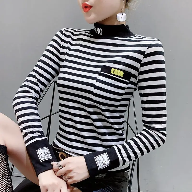 Slim Pulovers Clothes T Shirts Female Long Sleeve Skinny Top for Women Striped Turtleneck Original Cool Funny Emo Anime Alt Tees
Slim Pulovers Clothes T Shirts Female Long Sleeve Skinny Top for Women Striped Turtleneck Original Cool Funny Emo Anime Alt Tees