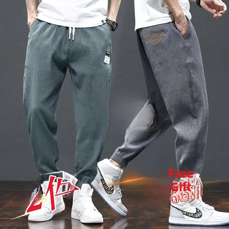 Men's Sport Pants Casual Long Trousers Ice Silk Slim Fit Thin Summer Nine Points Elastic Waist Harlan Pants Youth Faion
Men's Sport Pants Casual Long Trousers Ice Silk Slim Fit Thin Summer Nine Points Elastic Waist Harlan Pants Youth Faion