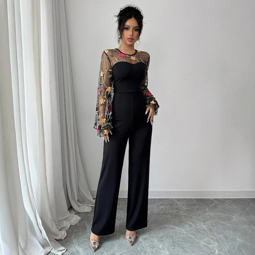 Europe and United States fashion mesh embroidery patchwork waist sheath jumpsuit long sleeve embroidery straight-leg jumpsuit
Europe and United States fashion mesh embroidery patchwork waist sheath jumpsuit long sleeve embroidery straight-leg jumpsuit