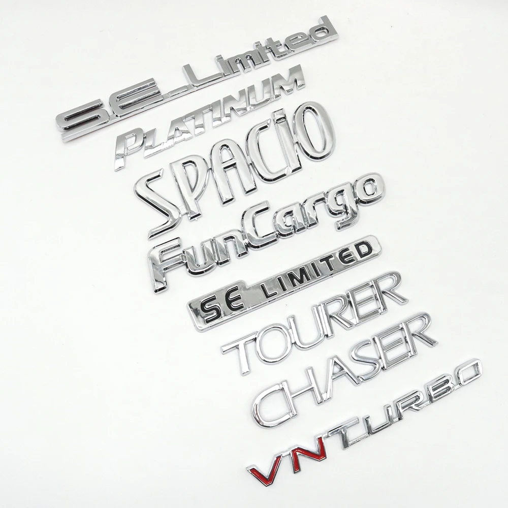 Rear Trunk Letter Words Logo Nameplate Sticker Badge Label Emblem For Spacio Funcargo Tourer Chaser SE Limited Platinum Vnturbo
Rear Trunk Letter Words Logo Nameplate Sticker Badge Label Emblem For Spacio Funcargo Tourer Chaser SE Limited Platinum Vnturbo