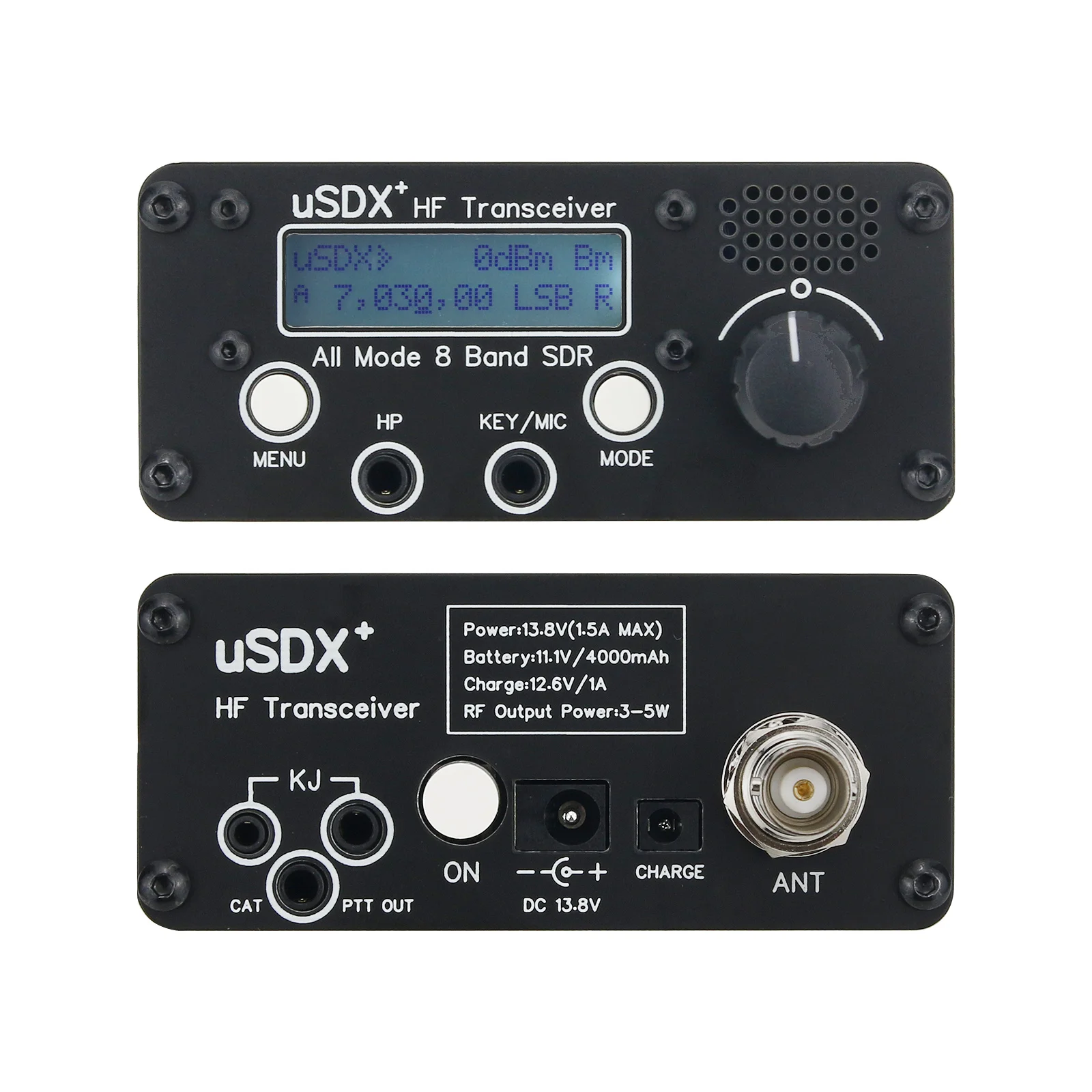 Upgraded Version 3W-5W All Mode 8 Band USDX+ HF Transceiver Shortwave QRP SSB/CW Transceiver
Upgraded Version 3W-5W All Mode 8 Band USDX+ HF Transceiver Shortwave QRP SSB/CW Transceiver