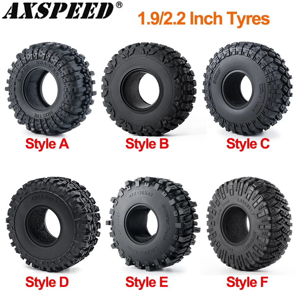 AXSPEED 4Pcs 1.9 2.2inch Rubber Tyre Rock Terrain Wheels Tires for 1/10 RC Crawler Car Axial SCX10 Wraith D90 TRX4 TRX6 Parts
AXSPEED 4Pcs 1.9 2.2inch Rubber Tyre Rock Terrain Wheels Tires for 1/10 RC Crawler Car Axial SCX10 Wraith D90 TRX4 TRX6 Parts