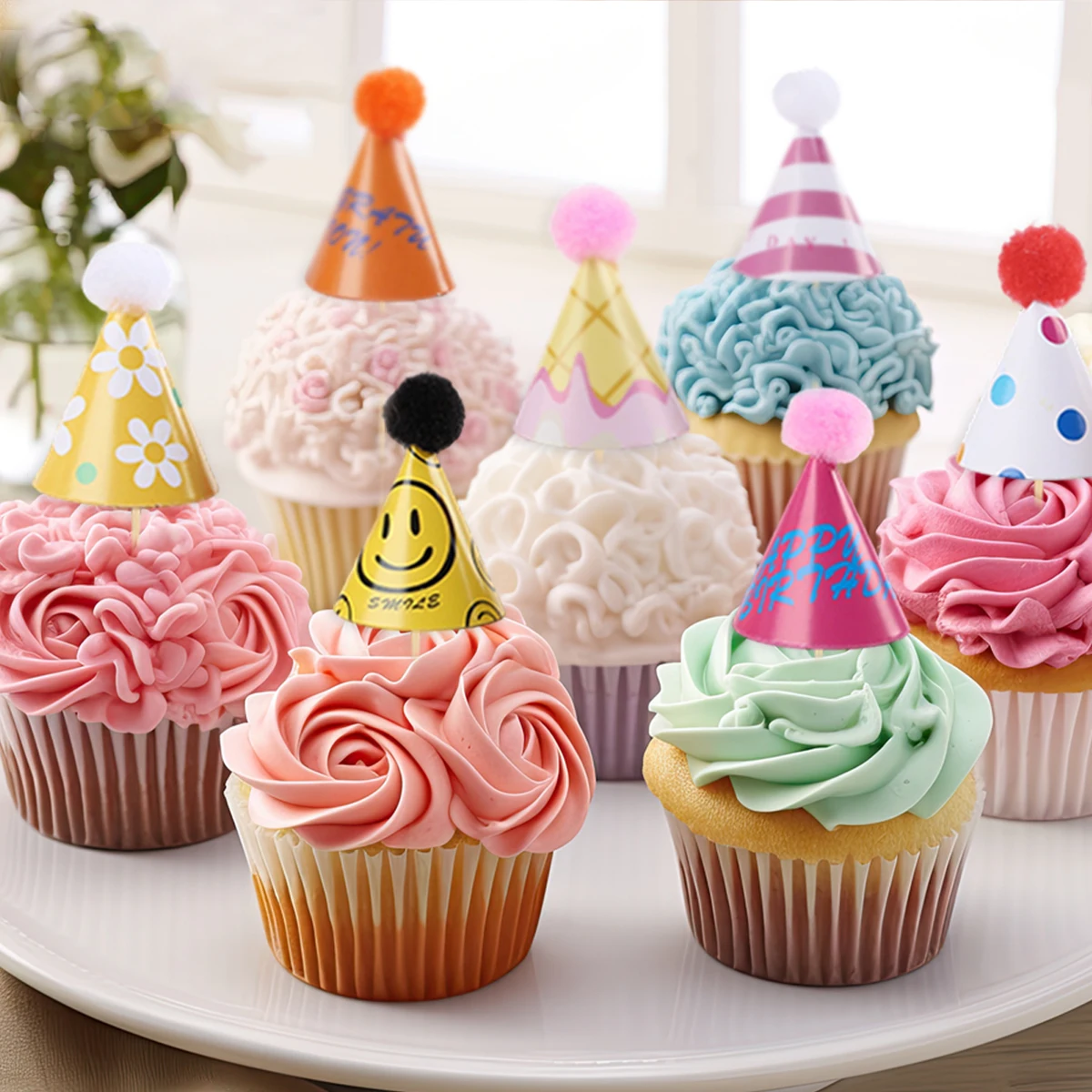15/30PCS Random Colorful Mini Paper Hat Cake Toppers With Pom Poms Birthday Party Dessert Cupcake Decoration Supplies
15/30PCS Random Colorful Mini Paper Hat Cake Toppers With Pom Poms Birthday Party Dessert Cupcake Decoration Supplies
