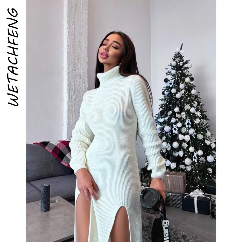 White Split Turtleneck Maxi Dress Sweaters Winter Elegant Streetwear Slim Long Sleeve Knitted Jumpers Tops Sweater Women Clothes
White Split Turtleneck Maxi Dress Sweaters Winter Elegant Streetwear Slim Long Sleeve Knitted Jumpers Tops Sweater Women Clothes