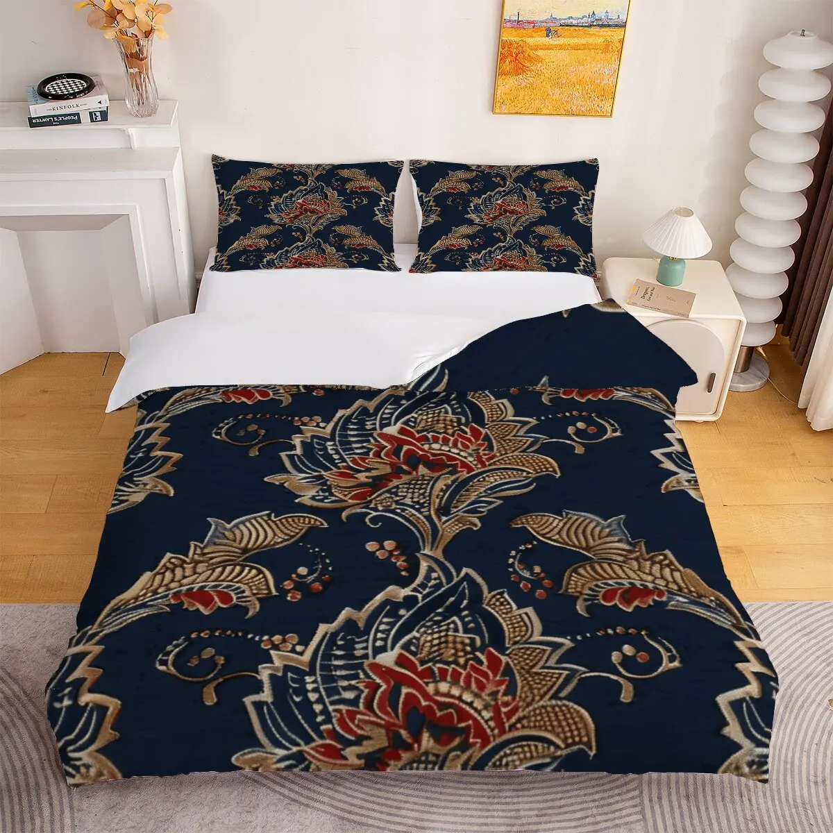 Golden grass leaf pattern Down duvet cover large size blue grass leaf pattern 1 duvet cover, 2 pillowcases, 3 pieces
Golden grass leaf pattern Down duvet cover large size blue grass leaf pattern 1 duvet cover, 2 pillowcases, 3 pieces