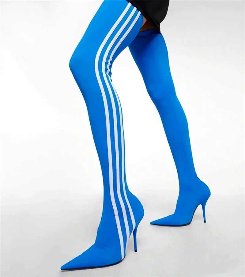 Skintight Stretch Women Pants Boots Sexy Elastic Pointed Toe Stiletto Heels Socks Shoes 3 Stripes Thigh High Custom Long Booties
Skintight Stretch Women Pants Boots Sexy Elastic Pointed Toe Stiletto Heels Socks Shoes 3 Stripes Thigh High Custom Long Booties