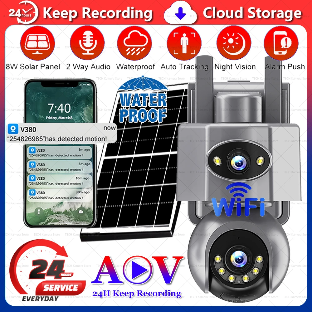 AOV WiFi Solar Camera Outdoor Smart Home Security Waterproof IP CCTV with Motion Detection 360 PTZ Camera for Home Protection
AOV WiFi Solar Camera Outdoor Smart Home Security Waterproof IP CCTV with Motion Detection 360 PTZ Camera for Home Protection