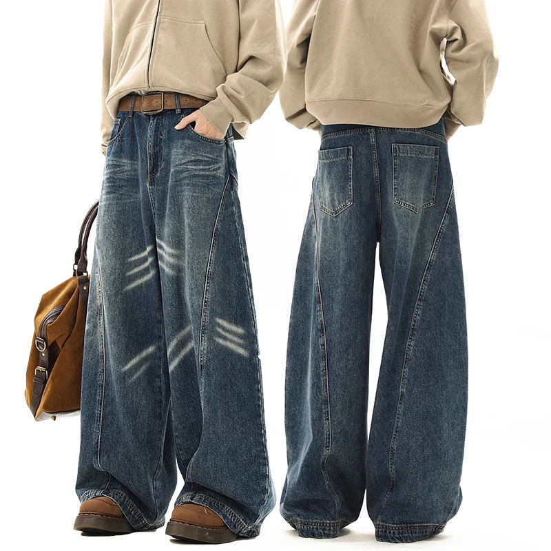 New Men's High Street Jeans Loose Wide Leg Denim Pants Trendy Design Curved Knife Trousers Streetwear Hiphop Essentials Pants
New Men's High Street Jeans Loose Wide Leg Denim Pants Trendy Design Curved Knife Trousers Streetwear Hiphop Essentials Pants