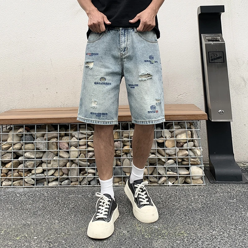 American Style Distressed Embroidered Denim Shorts - Men's Loose Streetwear Bad Boy Mid-Length Summer Thin 5-Inch Shorts
American Style Distressed Embroidered Denim Shorts - Men's Loose Streetwear Bad Boy Mid-Length Summer Thin 5-Inch Shorts