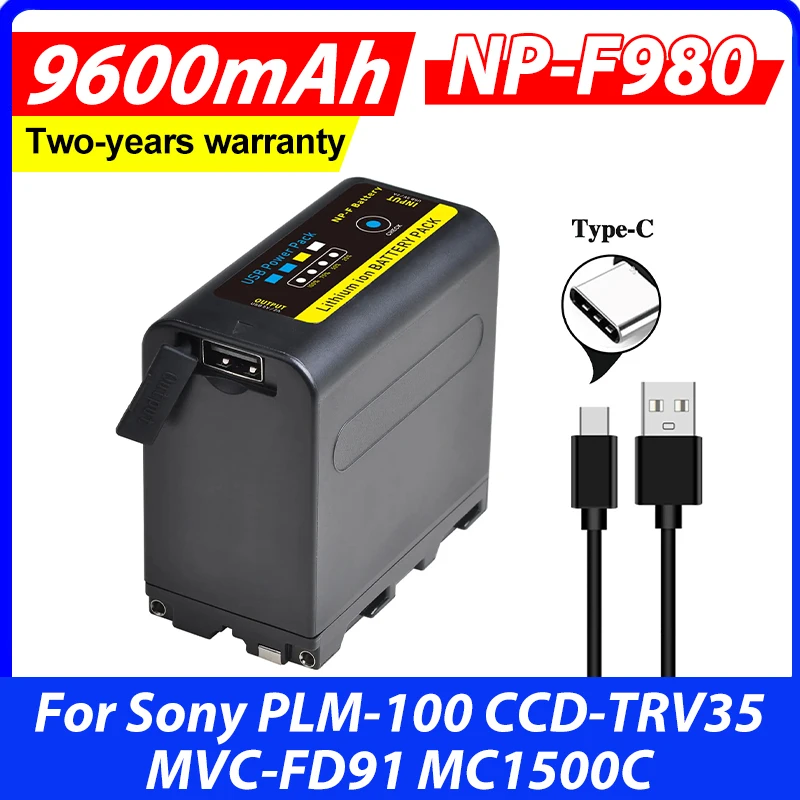 9600mAh USB Output NP-F980 NP-F970 NP-F960 Battery Batmax Bulit-in Type C Port for Sony PLM-100 CCD-TRV35 MVC-FD91 MC1500C
9600mAh USB Output NP-F980 NP-F970 NP-F960 Battery Batmax Bulit-in Type C Port for Sony PLM-100 CCD-TRV35 MVC-FD91 MC1500C