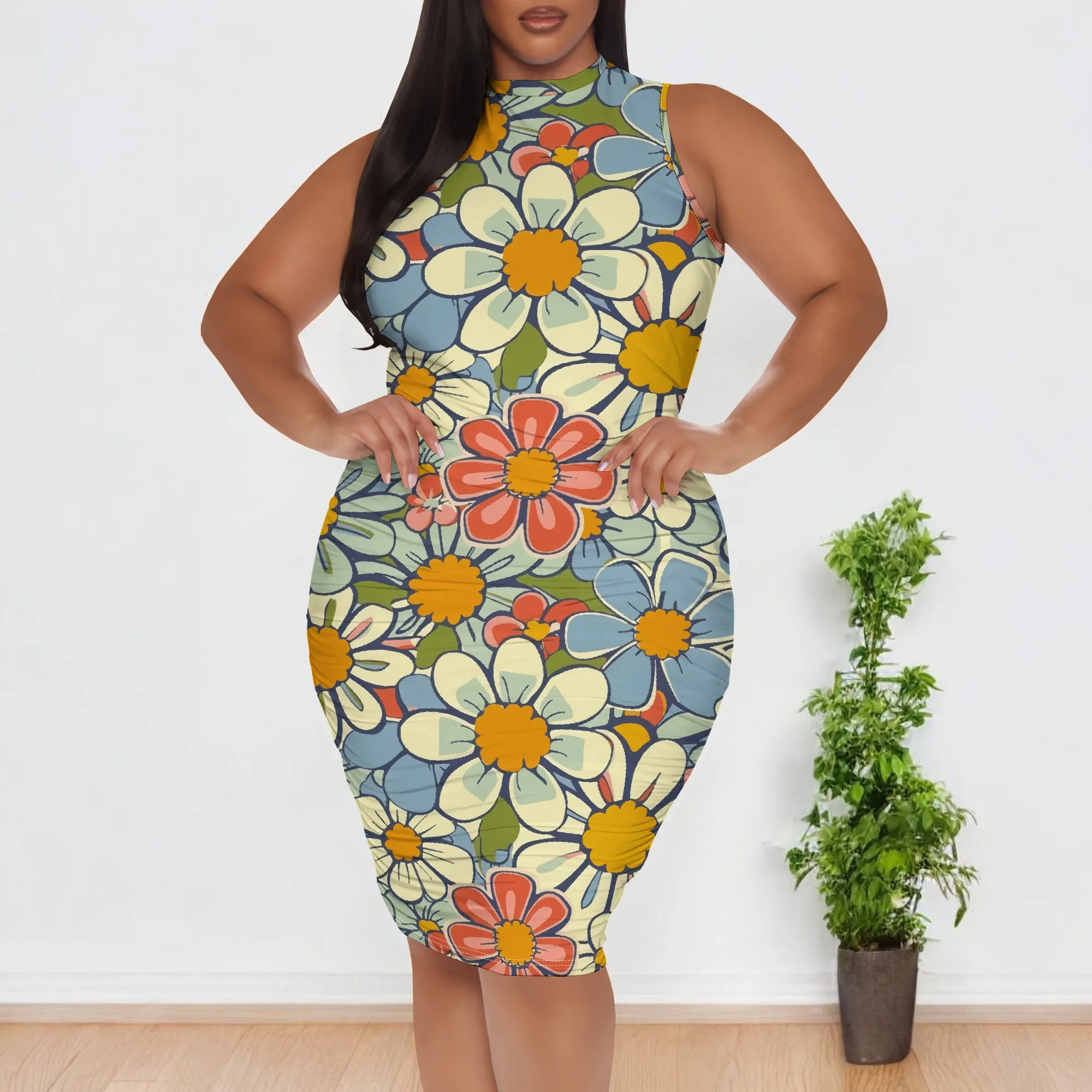 Plus Size Y2K Floral Bodycon Dress XL-6XL Sleeveless High Neck Summer Picnic Retro Party Dress for Women
Plus Size Y2K Floral Bodycon Dress XL-6XL Sleeveless High Neck Summer Picnic Retro Party Dress for Women
