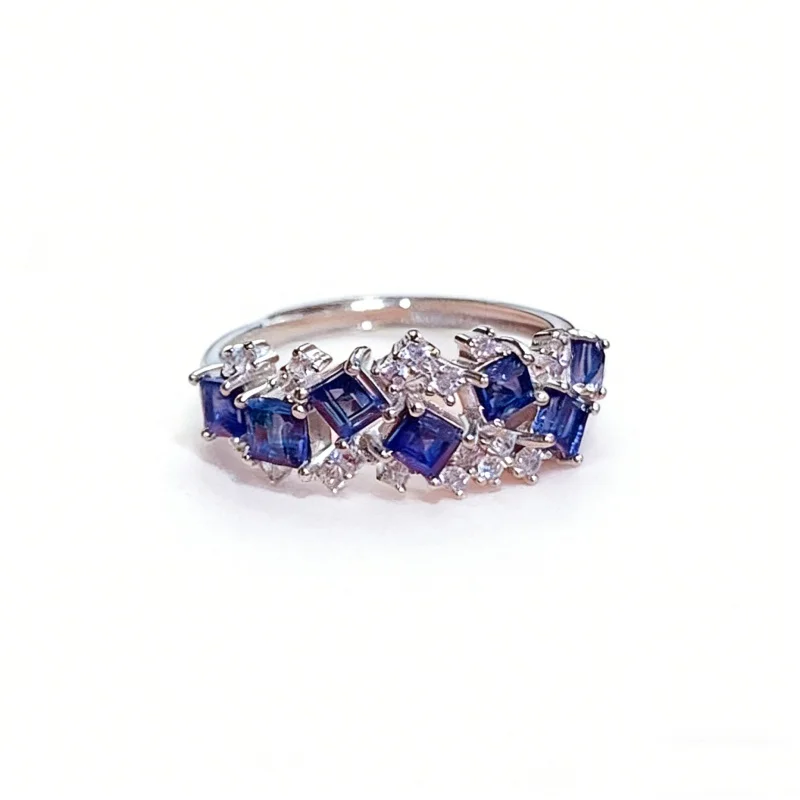 S925 Solid Silver Deep Royal Blue Natural Sapphire Ring 3mm Square CZ Cluster Women Gem Jewelry
S925 Solid Silver Deep Royal Blue Natural Sapphire Ring 3mm Square CZ Cluster Women Gem Jewelry