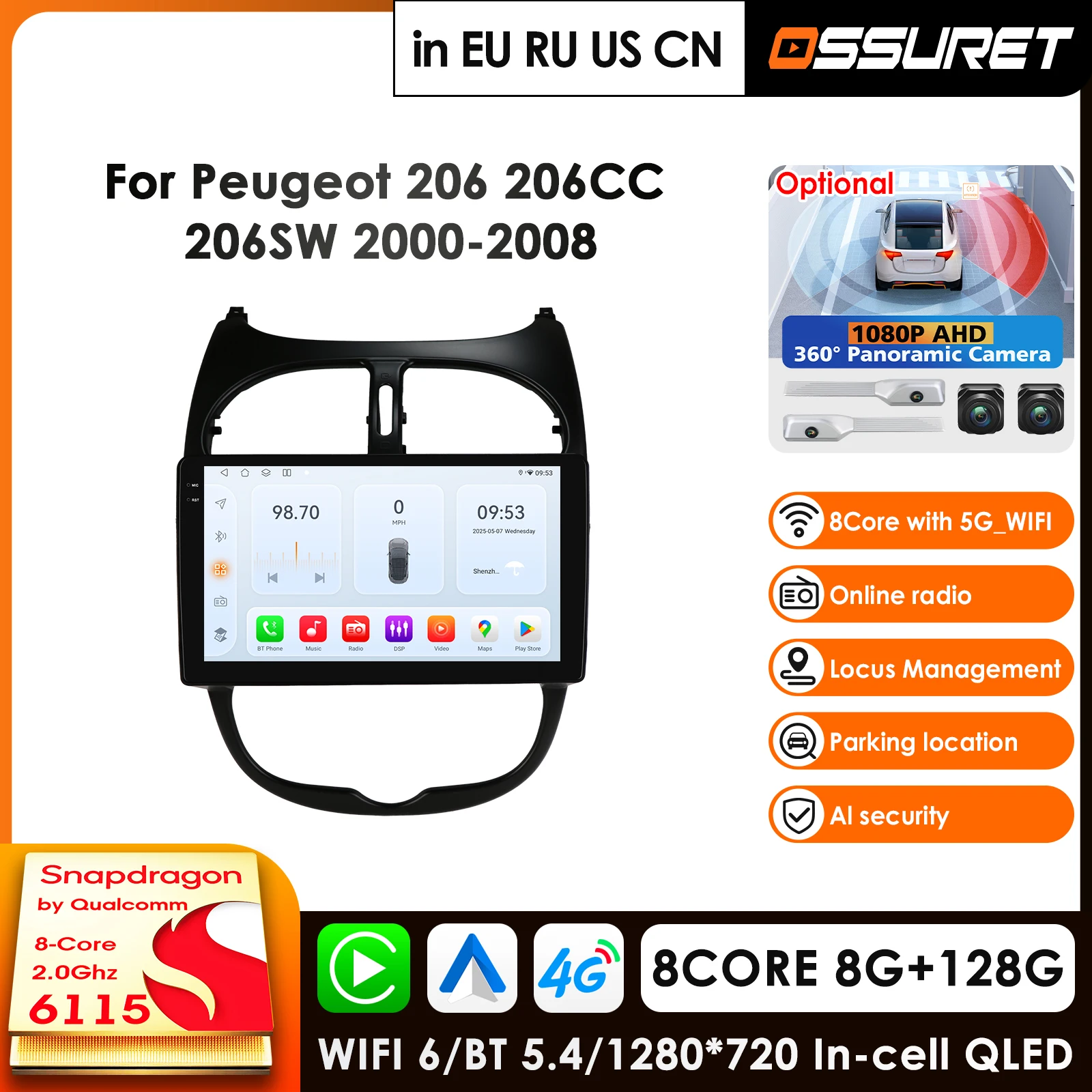 Carplay 4G 360Cam Carplay Android 14 Автомобильный радиоприемник для Peugeot 206 206CC 206SW 2000-2008 Автомобильный мультимедийный плеер GPS Авто Стерео RDS
Carplay 4G 360Cam Carplay Android 14 Автомобильный радиоприемник для Peugeot 206 206CC 206SW 2000-2008 Автомобильный мультимедийный плеер GPS Авто Стерео RDS