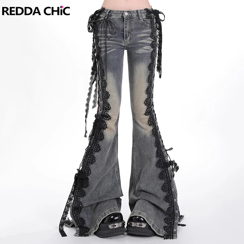 REDDACHiC Split Lace Up Flare Jeans with Liner Shorts Women ICON Street Do Old Stretchy Low Waisted Pants Retro Y2k Bell Bottoms
REDDACHiC Split Lace Up Flare Jeans with Liner Shorts Women ICON Street Do Old Stretchy Low Waisted Pants Retro Y2k Bell Bottoms
