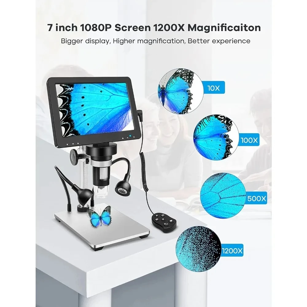 7" LCD Digital Microscope 1200X,12MP Coin Microscope with Screen for Adults,1080P Video Microscope with 32GB TF Card
7" LCD Digital Microscope 1200X,12MP Coin Microscope with Screen for Adults,1080P Video Microscope with 32GB TF Card