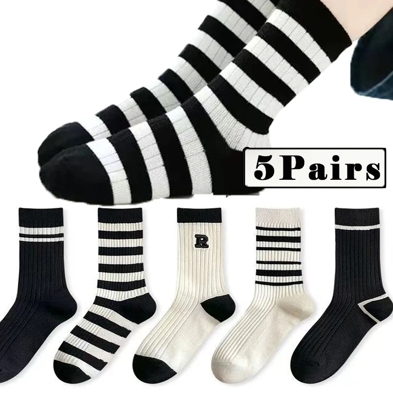 5 Pairs Autumn Winter Women Socks Men Striped Middle Tube Socks Breathable Letter Breathable Casual Street Skateboard Socks
5 Pairs Autumn Winter Women Socks Men Striped Middle Tube Socks Breathable Letter Breathable Casual Street Skateboard Socks