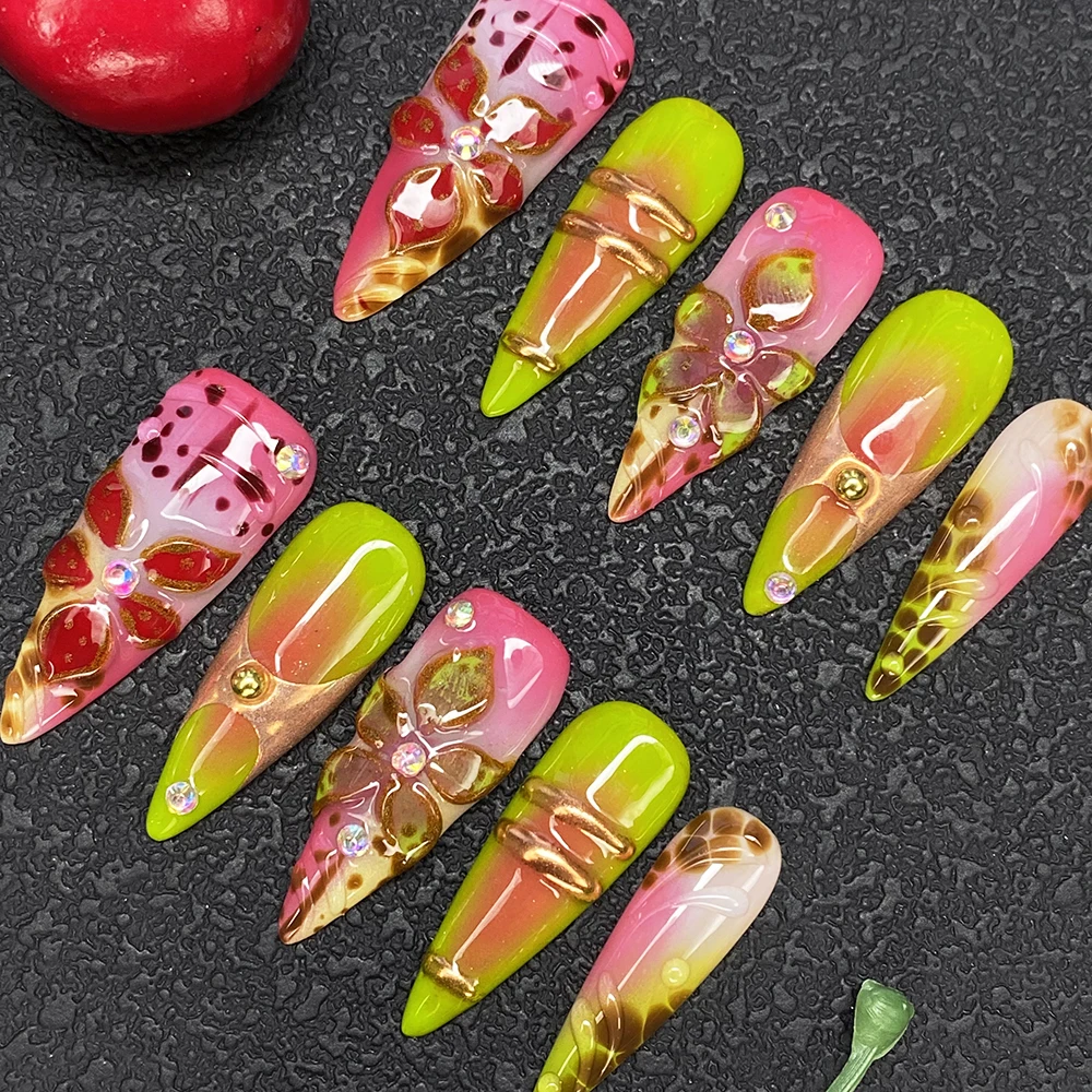 3D-накладные ногти ручной работы, глянцевые, 35 мм, стилето, с резным узором, 10 шт., толстые акриловые ногти
3D-накладные ногти ручной работы, глянцевые, 35 мм, стилето, с резным узором, 10 шт., толстые акриловые ногти