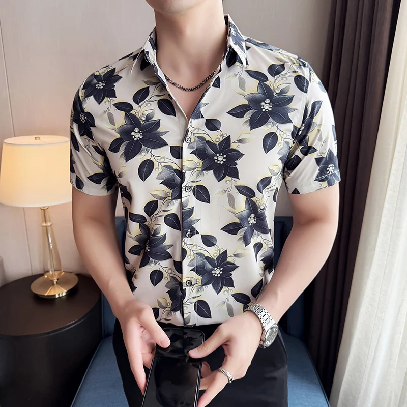 Summer Print Shirts Men Clothing 2025 Fashion Turn Down Collar Short Sleeve Men's Shirt Slim Fit Casual Ice Silk Blouse Homme
Summer Print Shirts Men Clothing 2025 Fashion Turn Down Collar Short Sleeve Men's Shirt Slim Fit Casual Ice Silk Blouse Homme