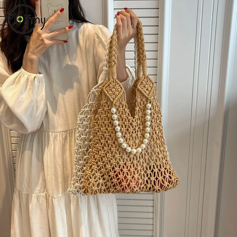 Straw Hobo Beach Bag Designer Luxury Bags Woman 2025 Pearl Purse Woven Tote Handbag Summer Vintage Foldable Handbag for Travel
Straw Hobo Beach Bag Designer Luxury Bags Woman 2025 Pearl Purse Woven Tote Handbag Summer Vintage Foldable Handbag for Travel