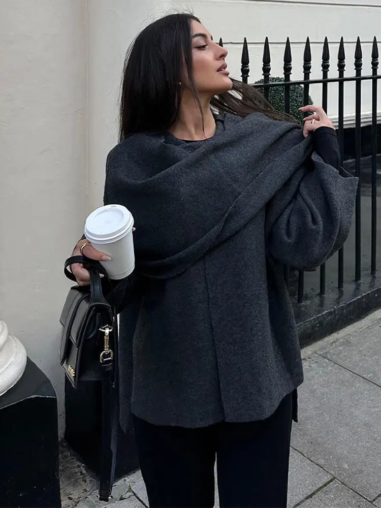 Casual Fashion Knitwear Ladies Elegant Chic High Street Pullovers Women Solid Knitted Sweaters With Scarf Long Sleeve Loose
Casual Fashion Knitwear Ladies Elegant Chic High Street Pullovers Women Solid Knitted Sweaters With Scarf Long Sleeve Loose
