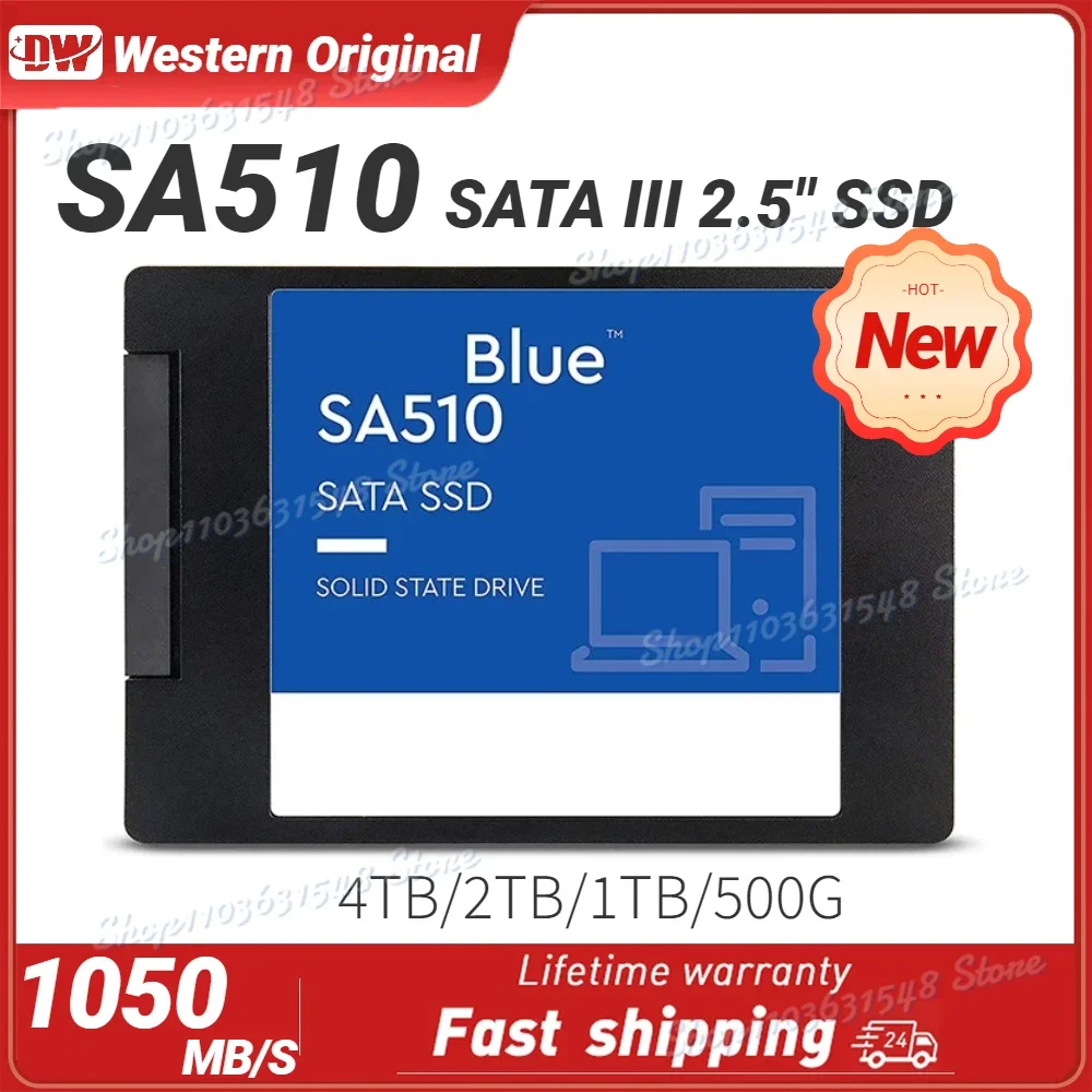 Western Original SA510 Blue 500G 1TB 2TB 4TB SSD 2.5 " SATA III Internal Solid State Drive Raed Up to 560 MB/s for Laptop Server
Western Original SA510 Blue 500G 1TB 2TB 4TB SSD 2.5 " SATA III Internal Solid State Drive Raed Up to 560 MB/s for Laptop Server