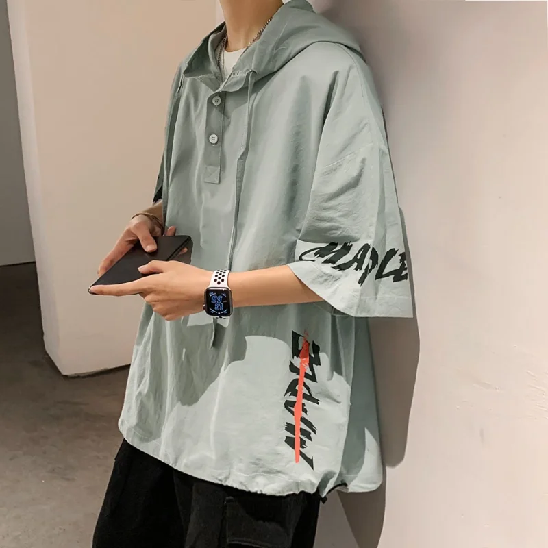 summer men's clothing short Sleeve Hooded loose oversized Solid Color fashion Printed Spliced button casual 3/4 Sleeve T-shirt
summer men's clothing short Sleeve Hooded loose oversized Solid Color fashion Printed Spliced button casual 3/4 Sleeve T-shirt
