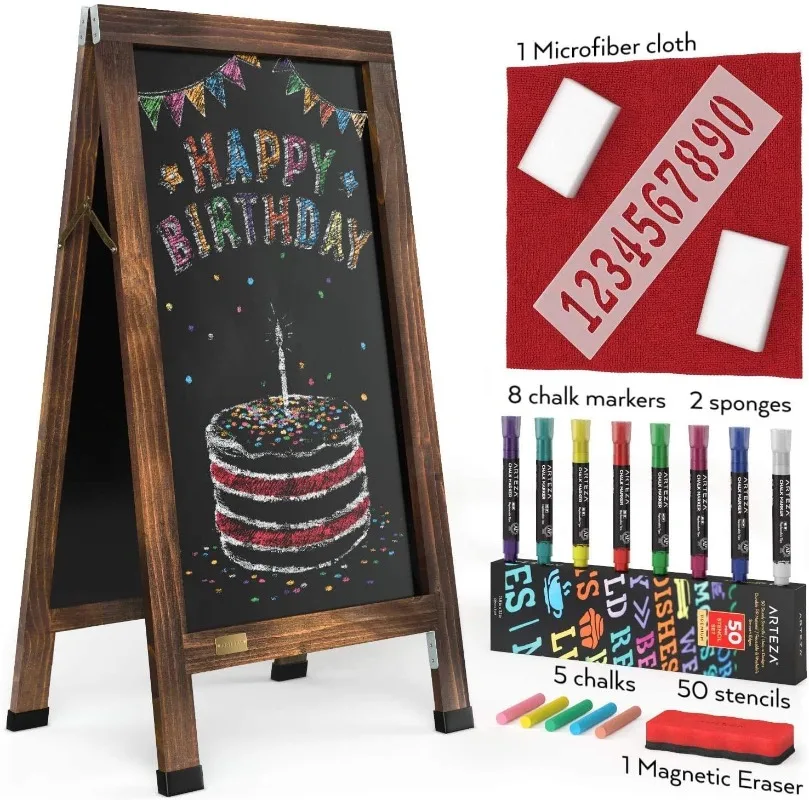 40x20 Inch A-Frame Chalkboard Easel Set, Outdoor Chalkboard Sign with Chalk Sticks, Chalk Markers, Erasers, and Stencils,
40x20 Inch A-Frame Chalkboard Easel Set, Outdoor Chalkboard Sign with Chalk Sticks, Chalk Markers, Erasers, and Stencils,
