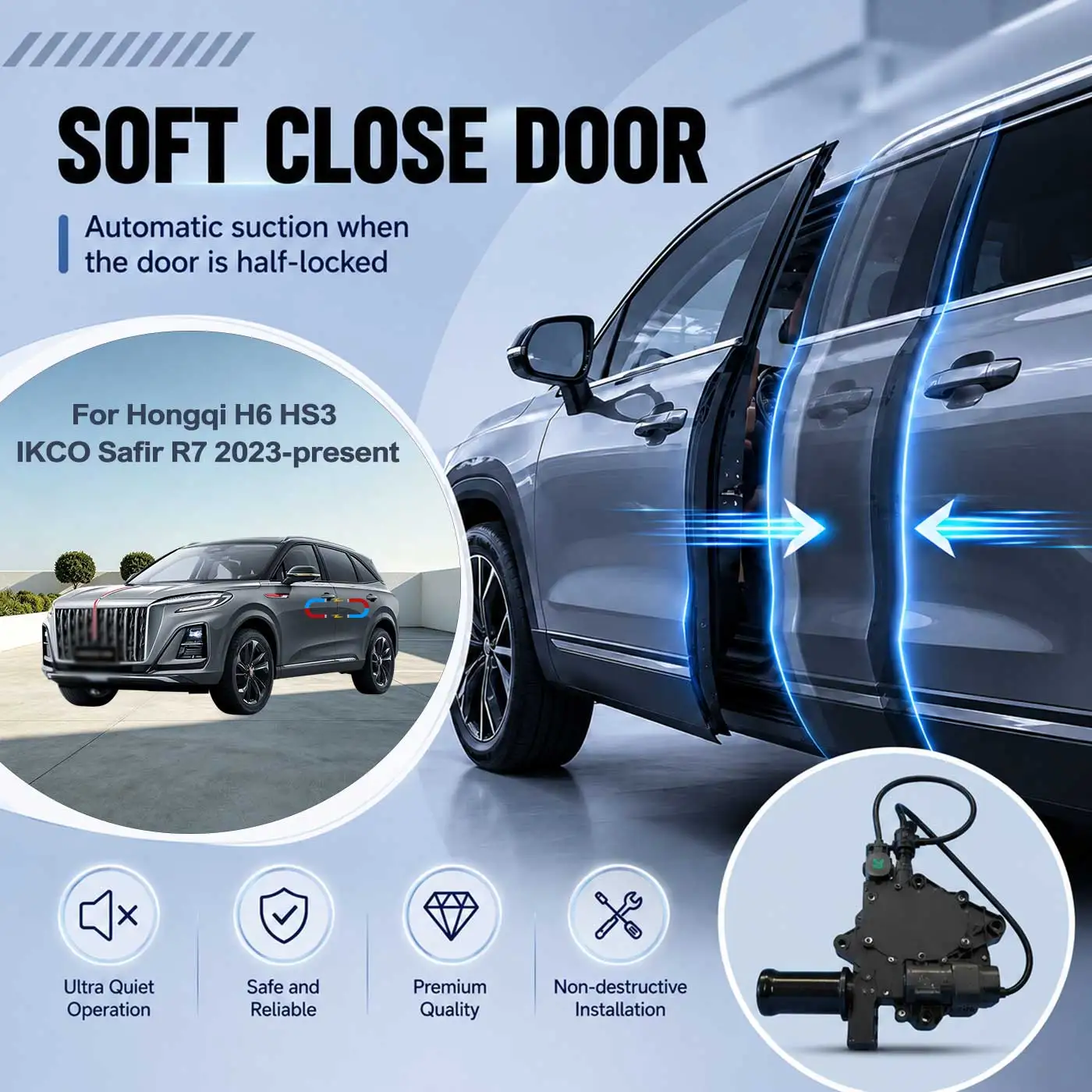 For Hongqi H6 HS3 IKCO Safir R7 2023-present Electric Soft Close Door Auto Pull-In Suction Lock Intelligent Silent Closer Kit
For Hongqi H6 HS3 IKCO Safir R7 2023-present Electric Soft Close Door Auto Pull-In Suction Lock Intelligent Silent Closer Kit