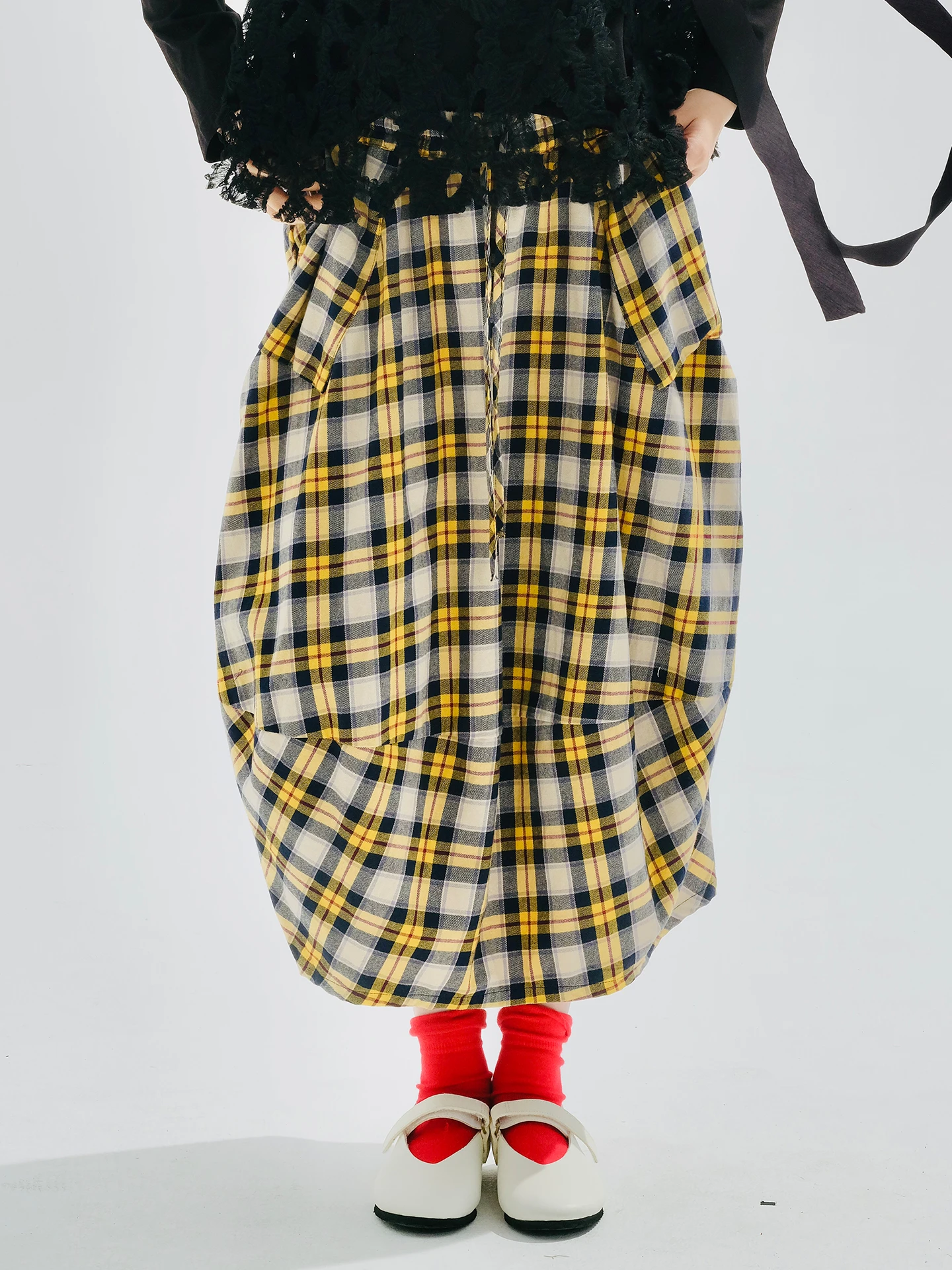 Women's Yellow Blue Plaid Midi Skirt with Elastic Waist and Drawstring Pockets 255122
Women's Yellow Blue Plaid Midi Skirt with Elastic Waist and Drawstring Pockets 255122