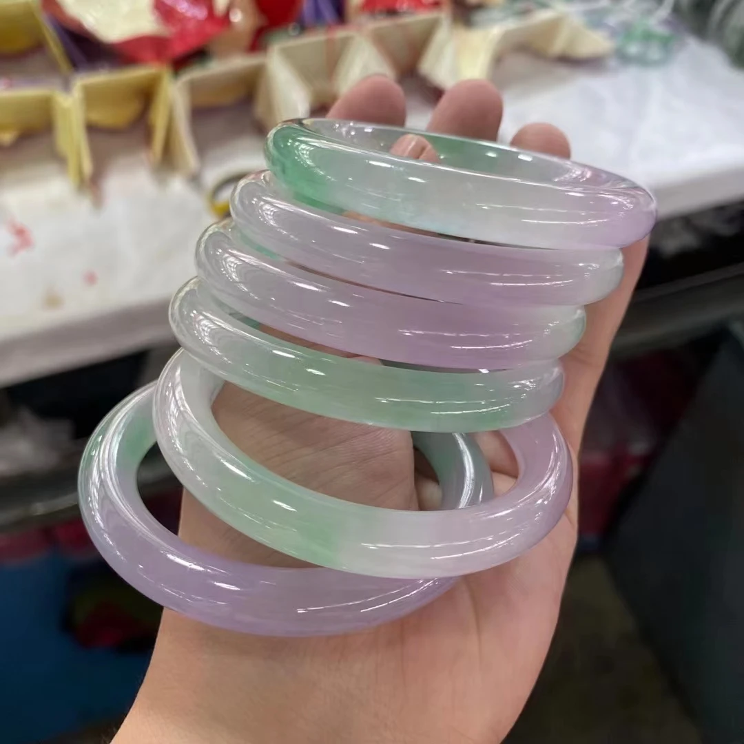 Newest High Quality Bracelet Natural Exquisite Jadeite Light purple green Round Bars Jade Bangles High Fine Jewelry Handring
Newest High Quality Bracelet Natural Exquisite Jadeite Light purple green Round Bars Jade Bangles High Fine Jewelry Handring
