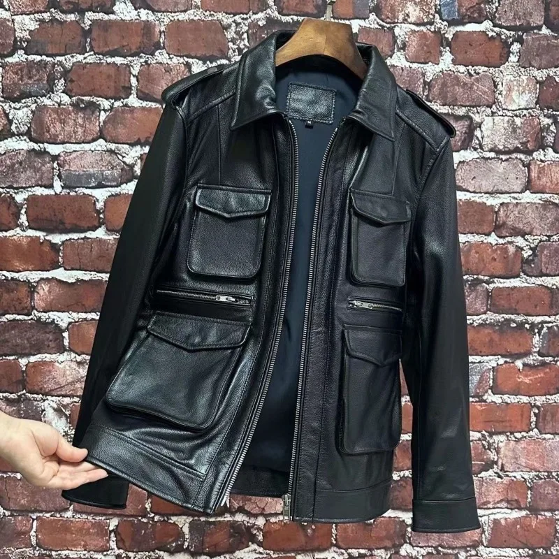 Новый охотничий костюм, кожаная куртка для мужчин с воротником с лацканами, мотоциклетная винтажная кожаная куртка, короткая рабочая одежда, тонкое и повседневное пальто
Новый охотничий костюм, кожаная куртка для мужчин с воротником с лацканами, мотоциклетная винтажная кожаная куртка, короткая рабочая одежда, тонкое и повседневное пальто