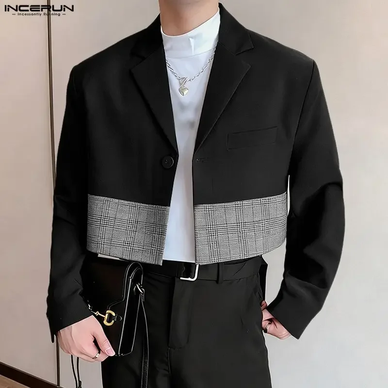 INCERUN Men's Blazer Plaid Patchwork Lapel Long Sleeve Crop Blazer For Man Streetwear One Button Fashion Casual Man Suit S-5XL
INCERUN Men's Blazer Plaid Patchwork Lapel Long Sleeve Crop Blazer For Man Streetwear One Button Fashion Casual Man Suit S-5XL