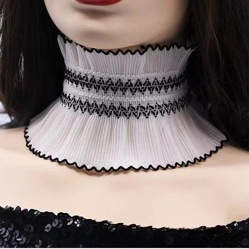 Lace Pullover Pleated Decoration False Collar Elastic Detachable Ruffle High Collar Neck Band Neckwear For Sweater Dress Party
Lace Pullover Pleated Decoration False Collar Elastic Detachable Ruffle High Collar Neck Band Neckwear For Sweater Dress Party