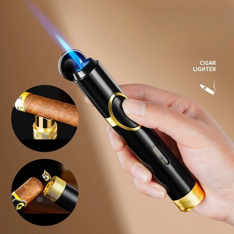 New Direct Fighting Windproof Blue Flame Cigar Lighter Multi-function Cigar Holder Puncher High-end Smoking Accessories Ignifier
New Direct Fighting Windproof Blue Flame Cigar Lighter Multi-function Cigar Holder Puncher High-end Smoking Accessories Ignifier